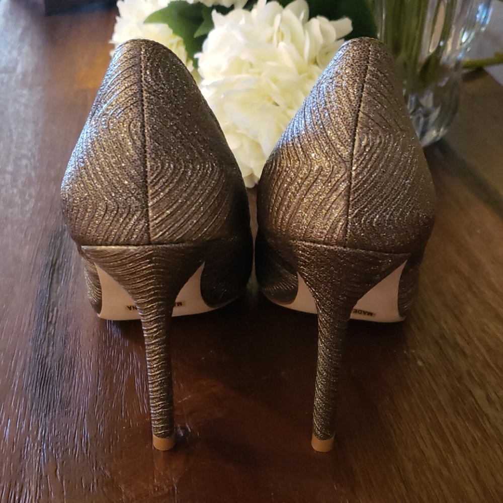 Herringbone Bronze Sparkle Pumps GORGEOUS - Picture 4 of 11